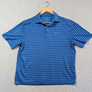 Cinch Striped Polo Shirt Men's Medium Blue Short Sleeve